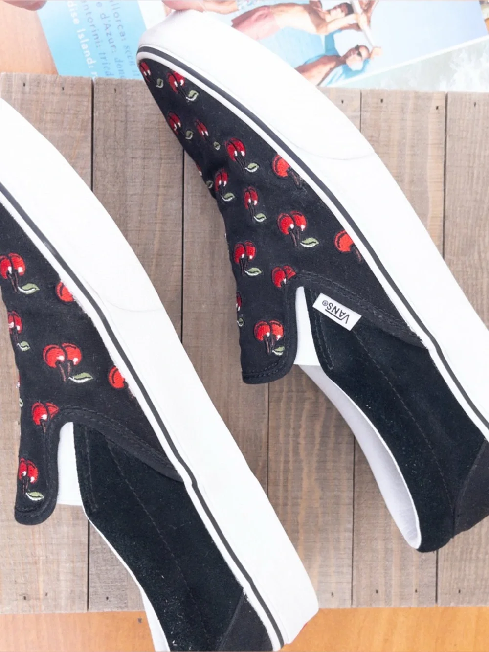 Vans Slip-On Sneakers with Red Cherry Print-Unisex